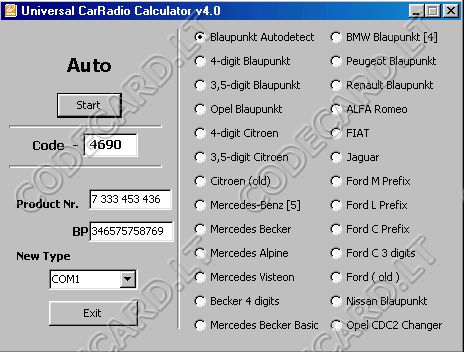 Blaupunkt Peugeot 206 N2 Code Calculatorl